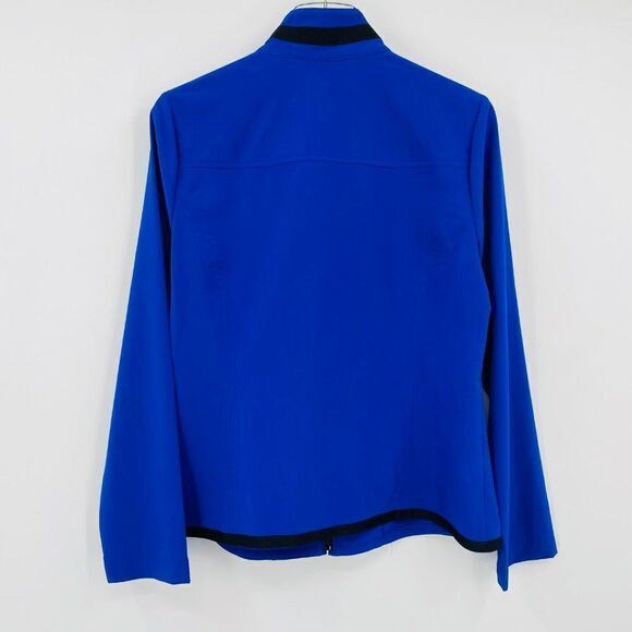 Zenergy Chico's Size 1 Medium Blue Long Sleeve Lightweight Ruffled Zip Up Jacket - Picture 9 of 9